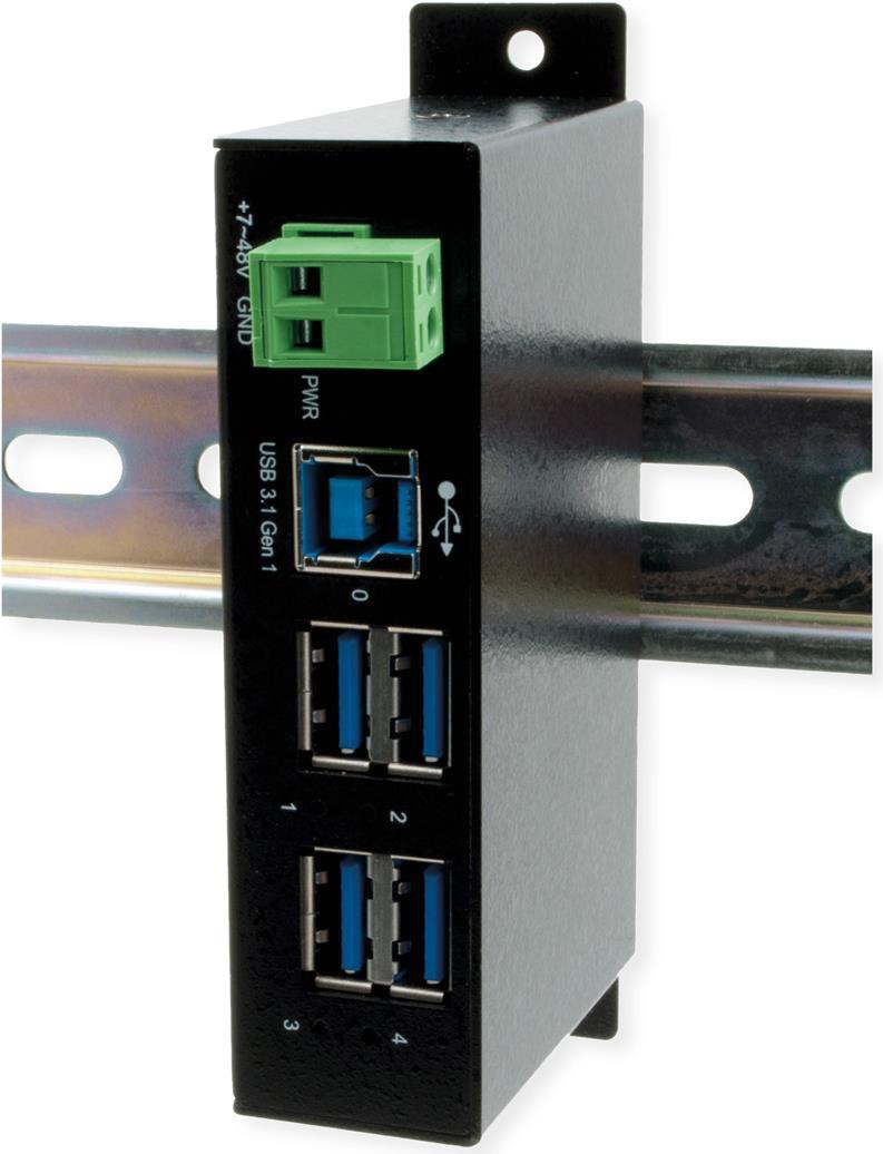 EXSYS EX-1504HMS Schnittstellen-Hub USB 3.2 Gen 1 (3.1 Gen 1) Type-B 5000 Mbit/s Schwarz (EX-1504HMS) von Exsys