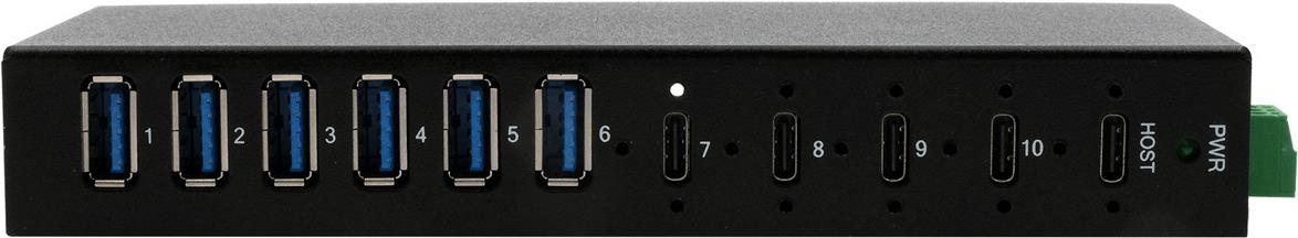 EXSYS GmbH 10-Port USB 3.2 Gen 2x1 Metall HUB, 4x USB-C + 6x USB-A (EX-12290HMS) von Exsys