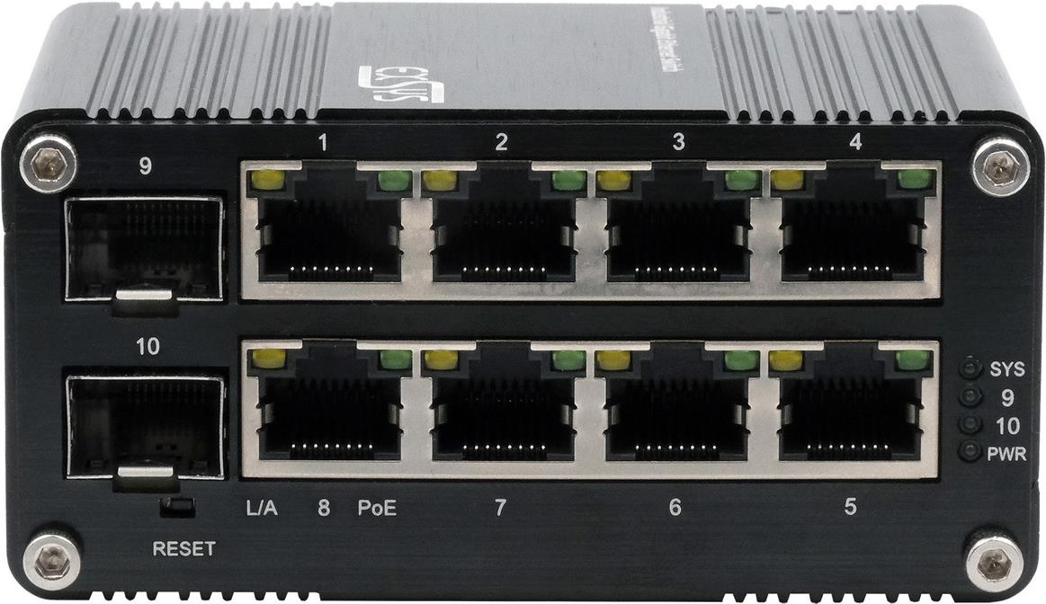 EXSYS GmbH Mini 8+2-Port Industrial Gigabit SFP PoE+ Switch, Web-Managed (EX-62035MPOE-SFP) von Exsys