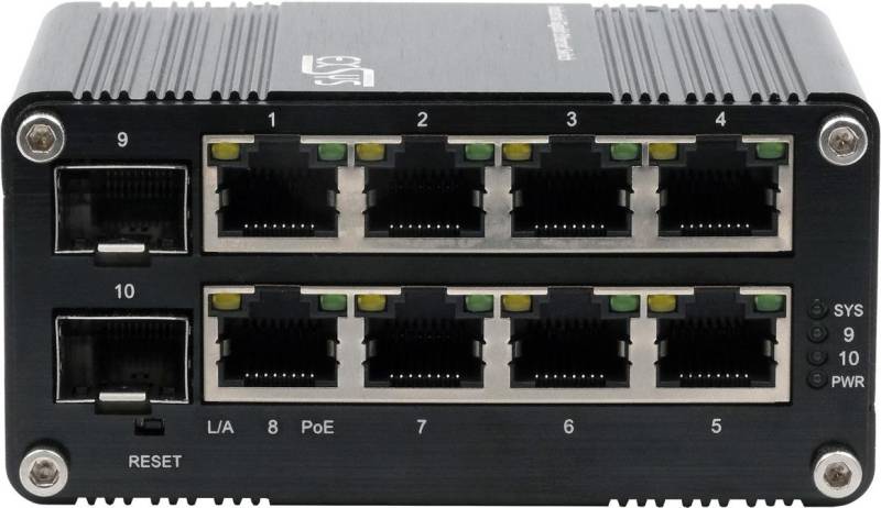 EXSYS GmbH Mini 8+2-Port Industrial Gigabit SFP PoE+ Switch, Web-Managed (EX-62035MPOE-SFP) von Exsys