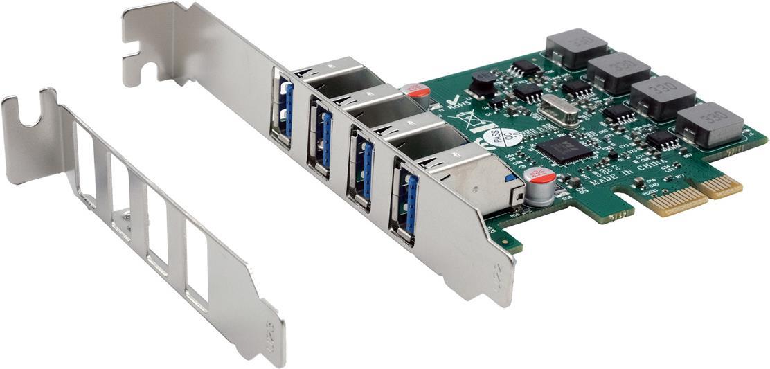 EXSYS GmbH PCIe USB 3.2 Gen 1 Karte mit 4 Ports (VIA Chip-Set) (EX-11044) von Exsys