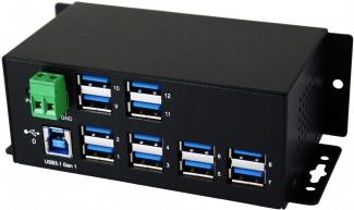 Exsys EX-1112HMS - Hub - 12 x USB 3,1 Gen 1 - an DIN-Schiene montierbar - Gleichstrom (EX-1112HMS) von Exsys