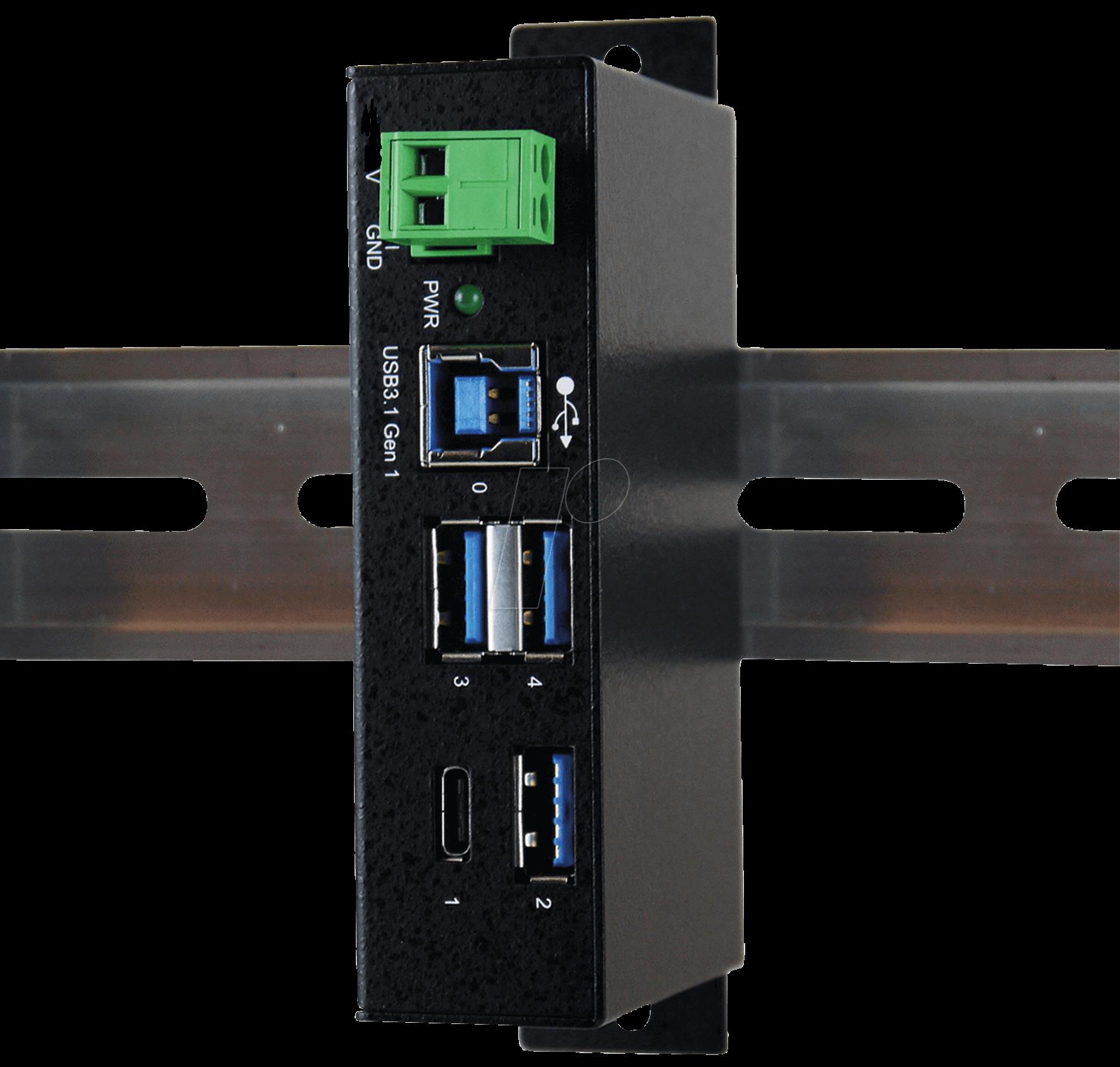 Exsys EX-1194HMS - Hub - 3 x USB 3,1 Gen 1 + 1 x USB-C - an DIN-Schiene montierbar - Gleichstrom (EX-1194HMS) von Exsys
