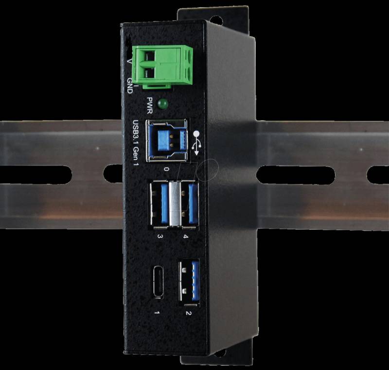 Exsys EX-1194HMS - Hub - 3 x USB 3,1 Gen 1 + 1 x USB-C - an DIN-Schiene montierbar - Gleichstrom (EX-1194HMS) von Exsys
