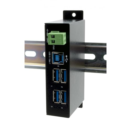 Exsys EX-1504HMS - Managed 4-Port USB 3.2 Gen1 Metall HUB mit 15KV EDS Überspannungsschutz (Din-Rail) von Exsys