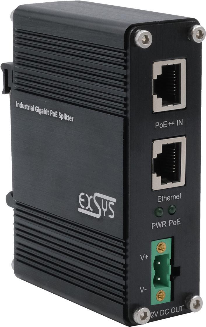 Industrie Ethernt PoE++ Splitter 802.3at,12VDC/36W,10/100/1000Mbps (EX-60326) von Exsys