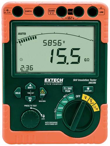 Extech 380396 Isolationsmessgerät 500 V, 1000 V, 2500 V, 5000V 60 GΩ von Extech