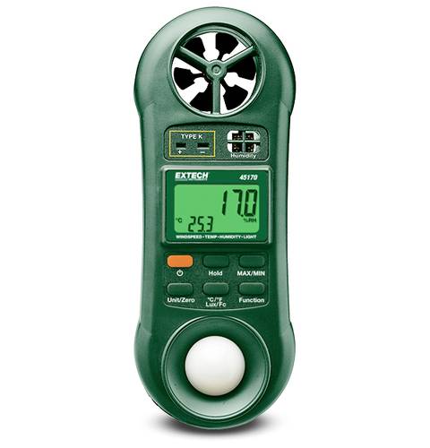 Extech 45170 Temperatur-Messgerät -100 - +1300°C Fühler-Typ K Multifunktions-Umweltmessgerät 4in1 von Extech