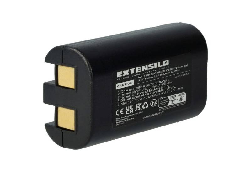 Extensilo Ersatz für 3M W003688, S0895880 für Akku Li-Ion 1000 mAh (7,4 V) von Extensilo