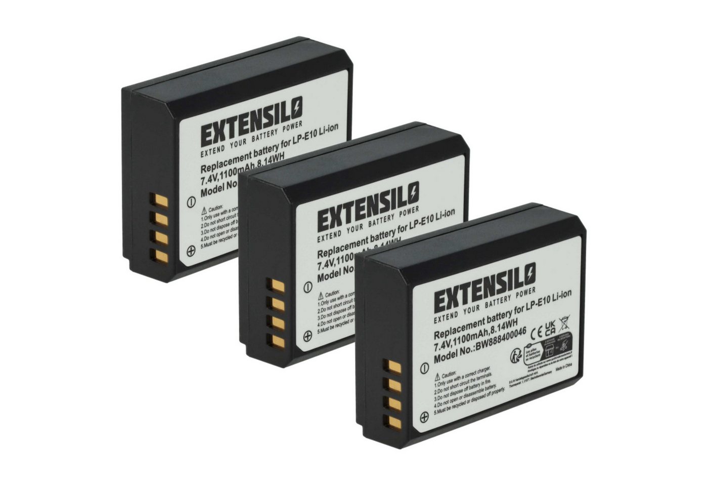 Extensilo Ersatz für Canon LP-E10 für Digitalkamera / Kamera (1100 mAh, 7,4 V, Kamera-Akku Li-Ion 1100 mAh von Extensilo