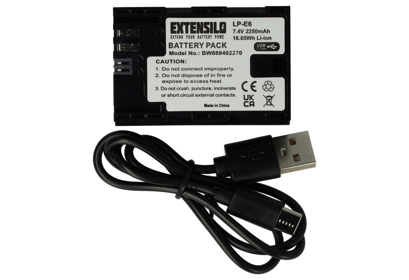 Extensilo Ersatz für Canon LP-E6 für Digitalkamera / Kamera / Batteriegriff / Kamera-Akku Li-Ion 2250 mAh von Extensilo