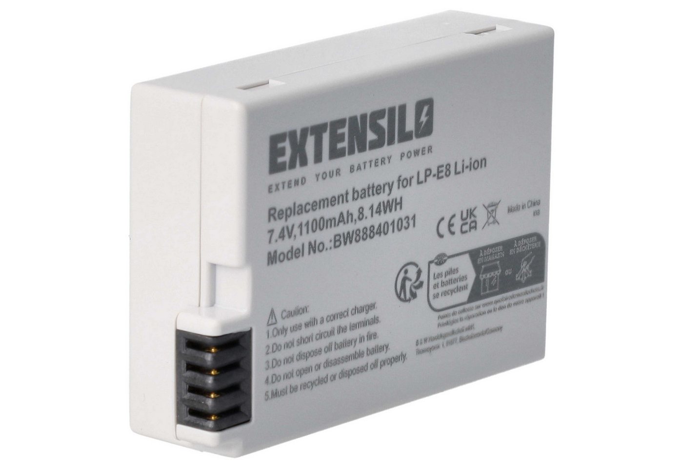 Extensilo Ersatz für Canon LP-E8 für Digitalkamera / Kamera (1100 mAh, 7,4 V, Kamera-Akku Li-Ion 1100 mAh von Extensilo