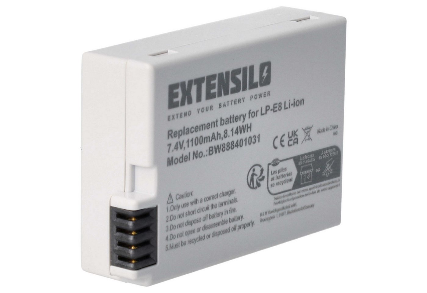 Extensilo Ersatz für Canon LP-E8 für Kamera-Akku Li-Ion 1100 mAh (7,4 V) von Extensilo