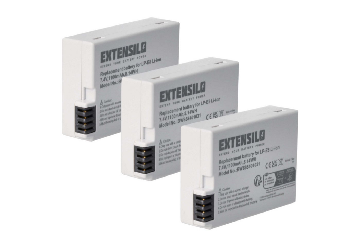Extensilo Ersatz für Canon LP-E8 für Digitalkamera / Kamera (1100 mAh, 7,4 V, Kamera-Akku Li-Ion 1100 mAh von Extensilo