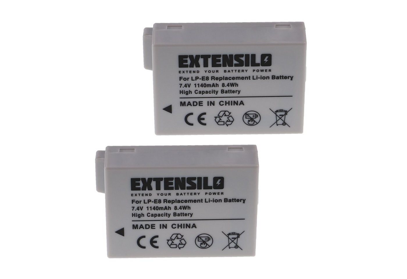 Extensilo Ersatz für Canon LP-E8 für Kamera (1140 mAh, 7,4 V, Li-Ion) Kamera-Akku Li-Ion 1140 mAh von Extensilo