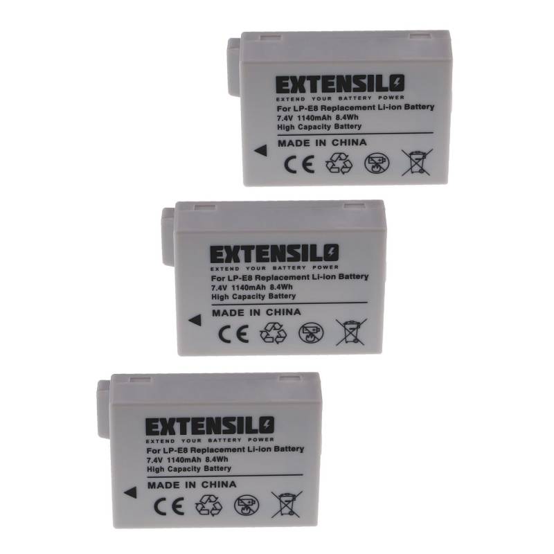 Extensilo Ersatz für Canon LP-E8 für Kamera (1140 mAh, 7,4 V, Li-Ion) Kamera-Akku Li-Ion 1140 mAh von Extensilo