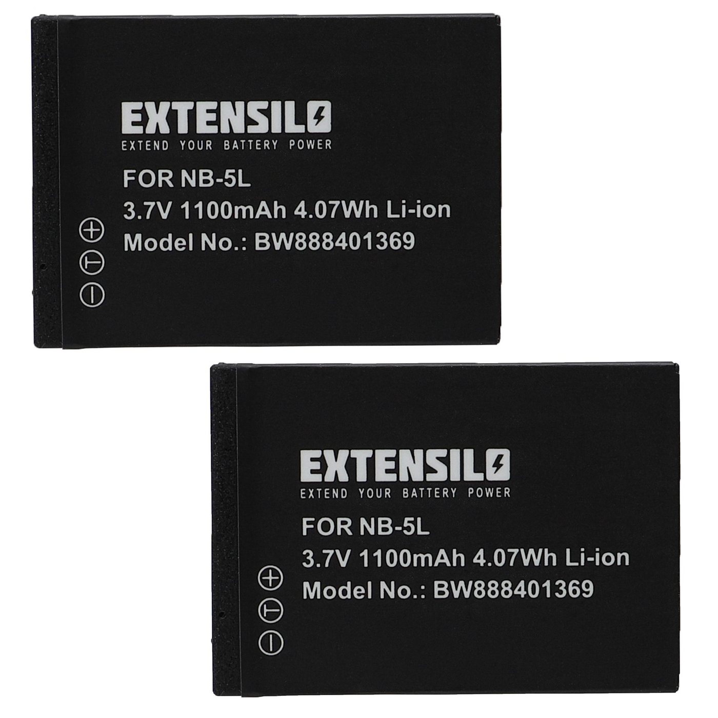 Extensilo Ersatz für Canon NB-5L für Digitalkamera / Kamera (1100 mAh, 3,7 V, Kamera-Akku Li-Ion 1100 mAh von Extensilo
