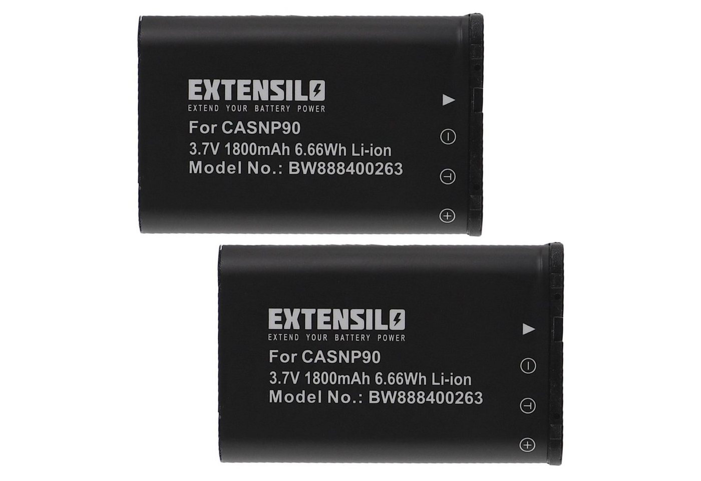 Extensilo Ersatz für Casio NP-90, NP-90DBA für Kamera / Foto Digitalkamera (1800mAh, 3,7V, Li-Ion) Kamera-Akku 1800 mAh von Extensilo