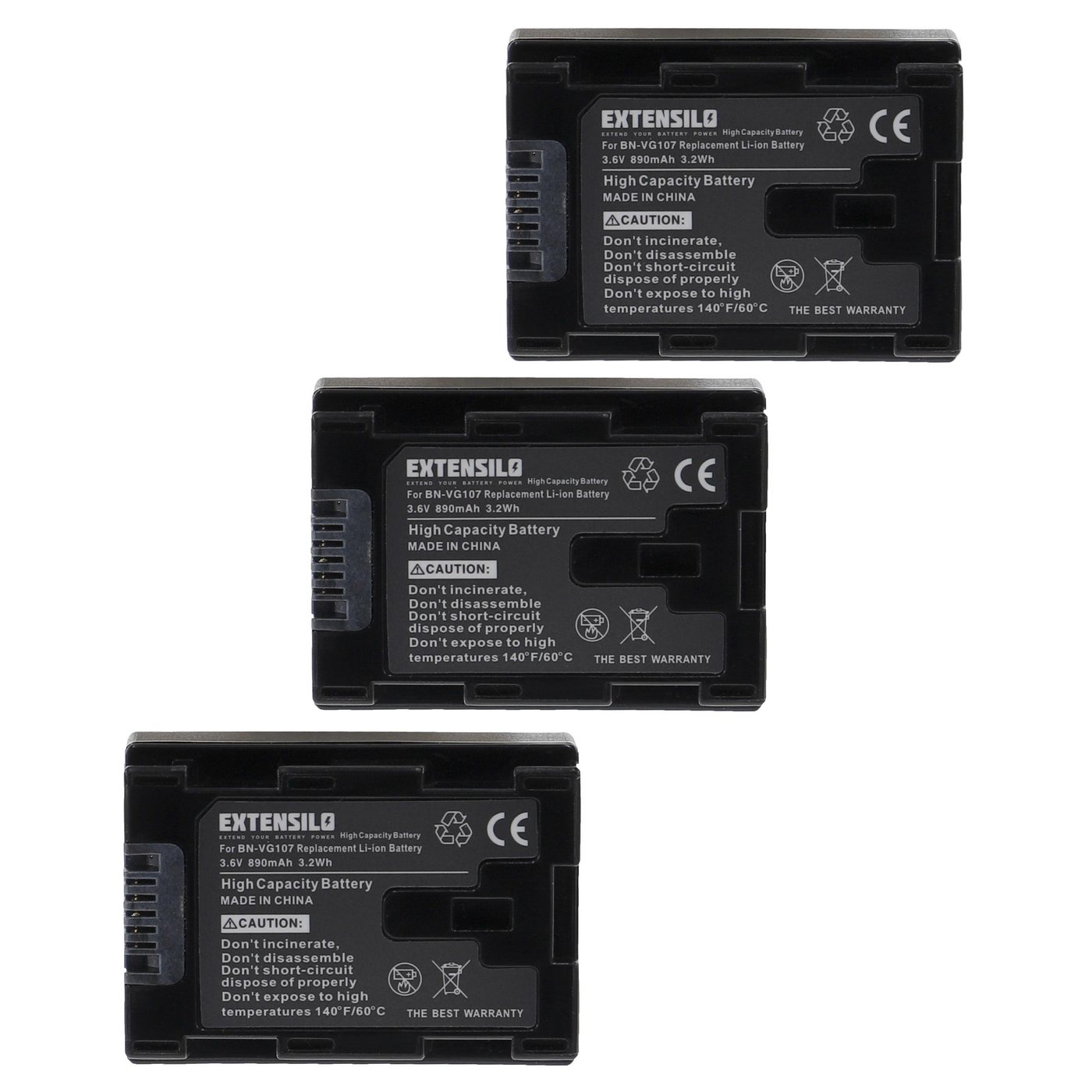 Extensilo Ersatz für JVC BN-VG108USM für Kamera / Camcorder Analog / Camcorder Kamera-Akku Li-Ion 890 mAh von Extensilo