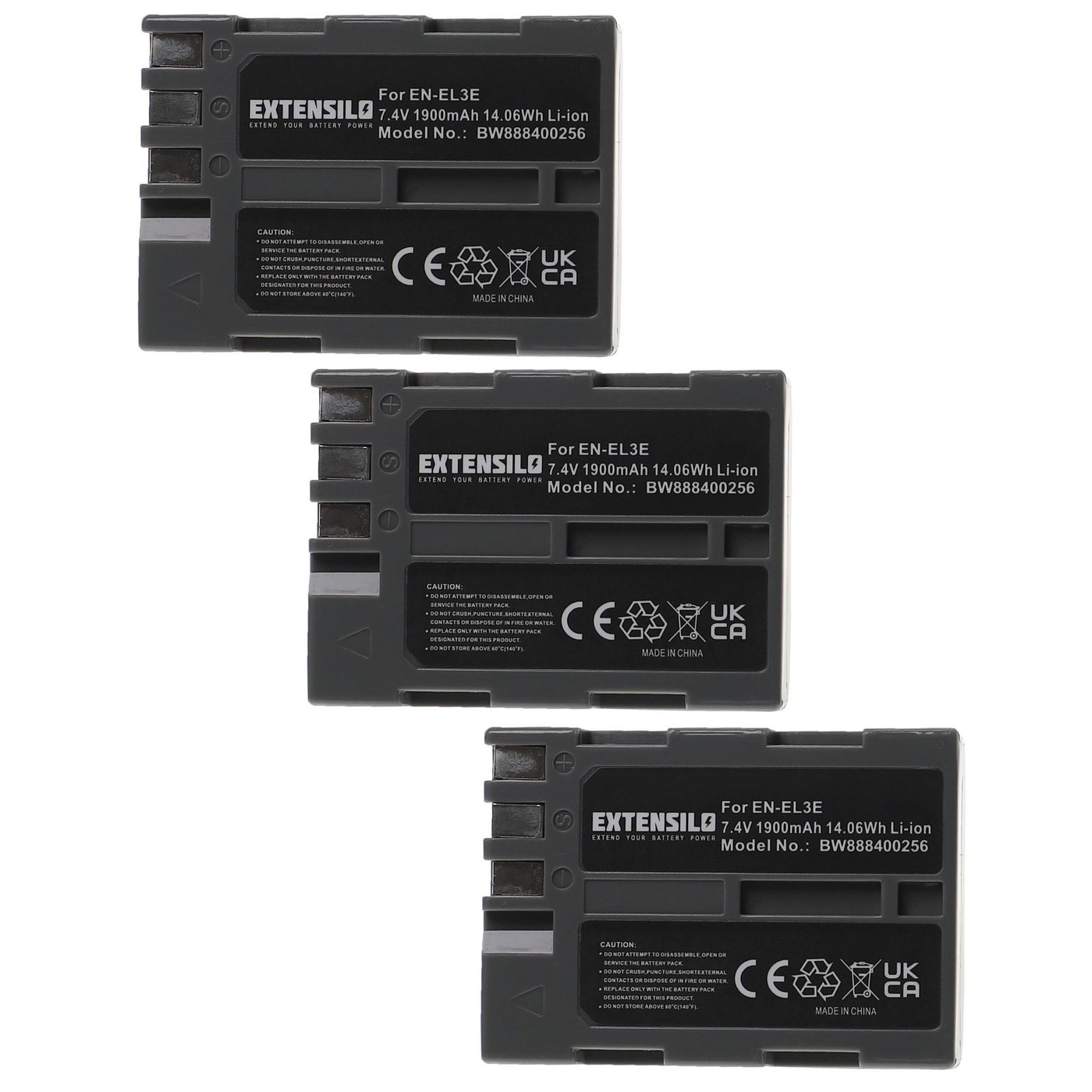 Extensilo Ersatz für Nikon EN-EL3e für Kamera / Foto Digitalkamera / Foto DSLR Kamera-Akku Li-Ion 1900 mAh von Extensilo