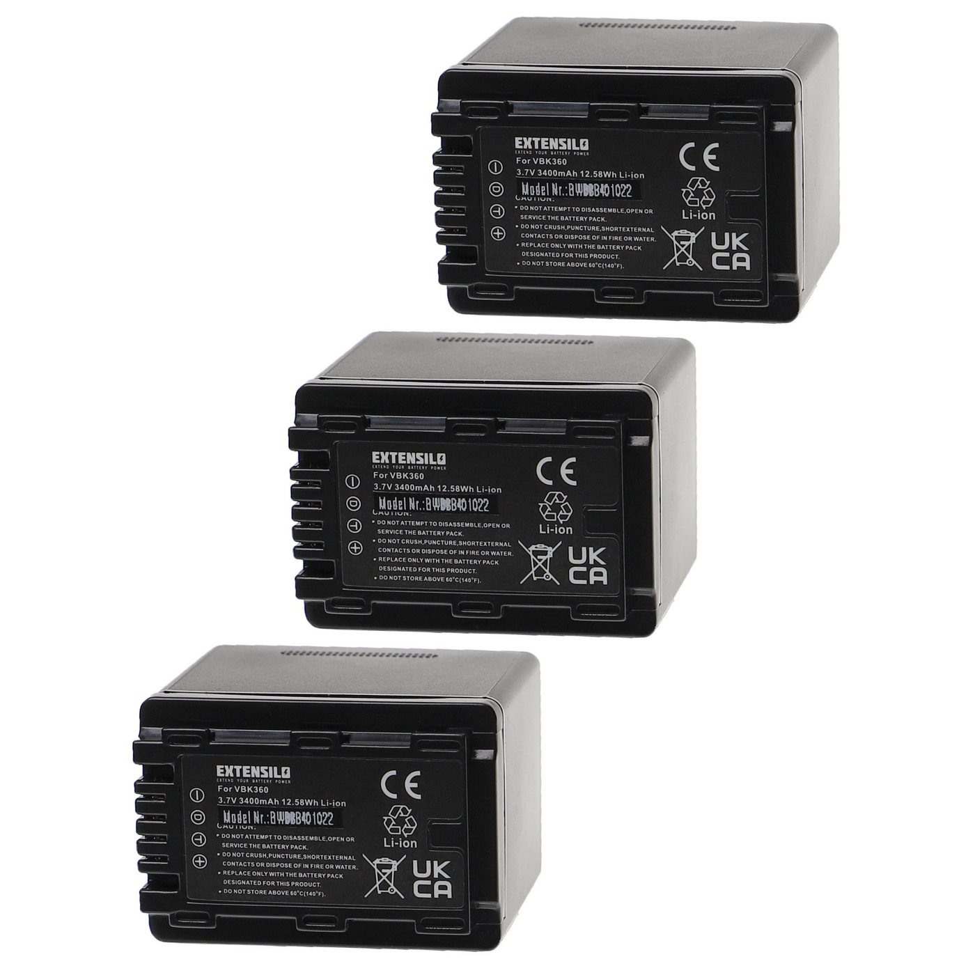 Extensilo Ersatz für Panasonic VW-VBK360 für Kamera / Camcorder Analog / Kamera-Akku Li-Ion 3400 mAh von Extensilo