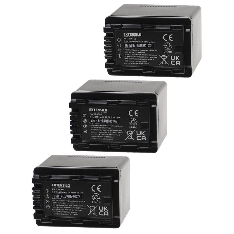 Extensilo Ersatz für Panasonic VW-VBK360 für Kamera / Camcorder Analog / Kamera-Akku Li-Ion 3400 mAh von Extensilo