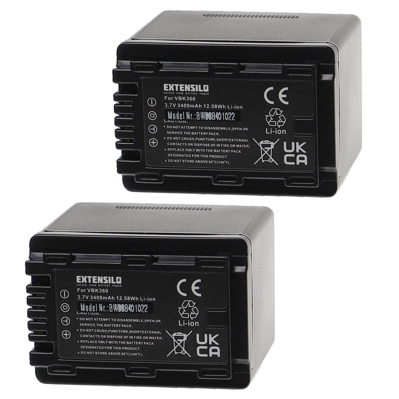 Extensilo Ersatz für Panasonic VW-VBK360 für Kamera / Camcorder Analog / Kamera-Akku Li-Ion 3400 mAh von Extensilo