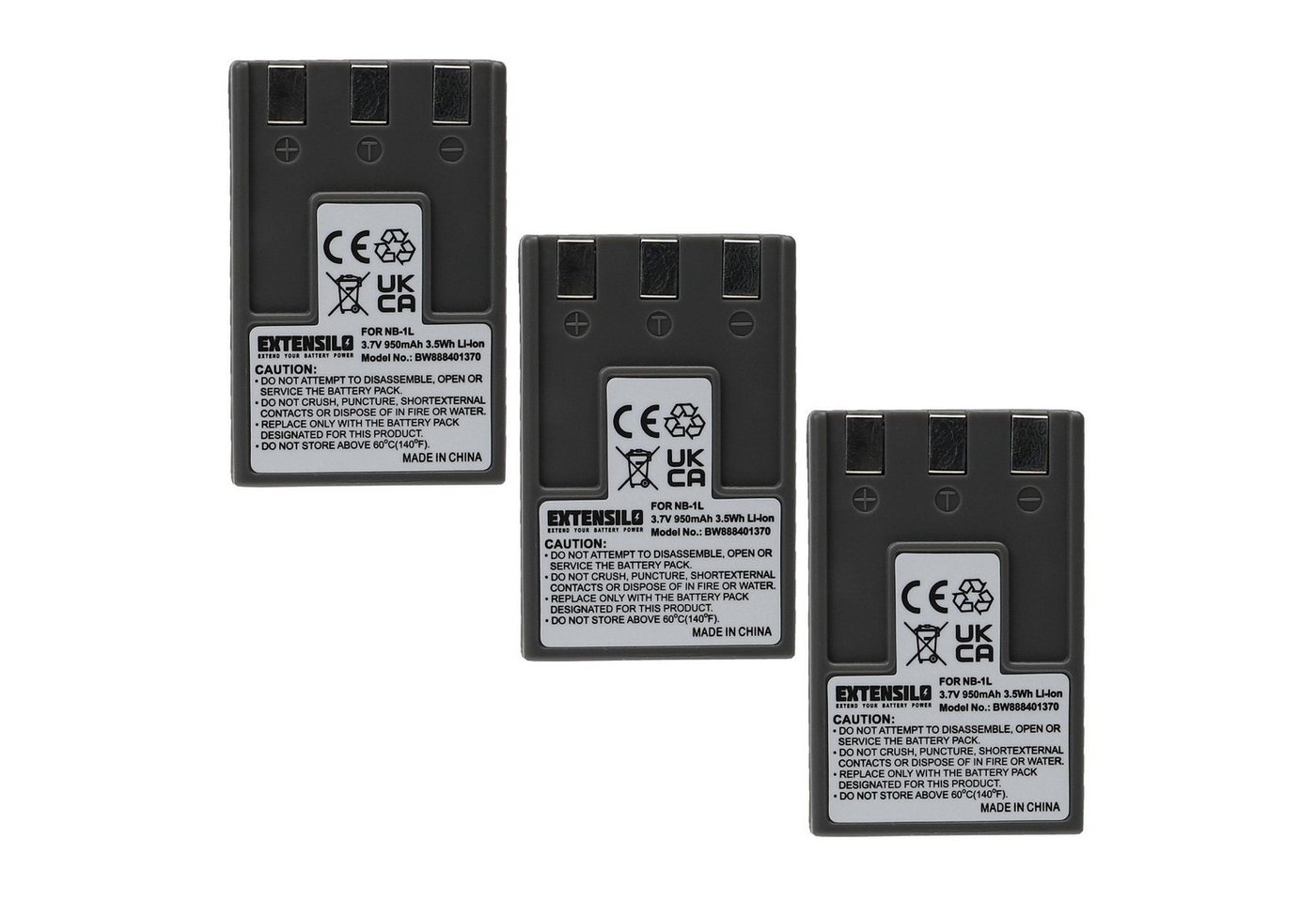 Extensilo passend für Canon PowerShot S200, S230, S100, S410, S500, S300, S400, Kamera-Akku Li-Ion 950 mAh von Extensilo