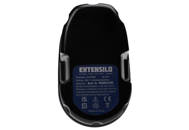 Extensilo passend für Dewalt DW057N, DW057K-2, DW908 FlashLight, DW059B, DW059, Akku NiMH 3300 mAh von Extensilo