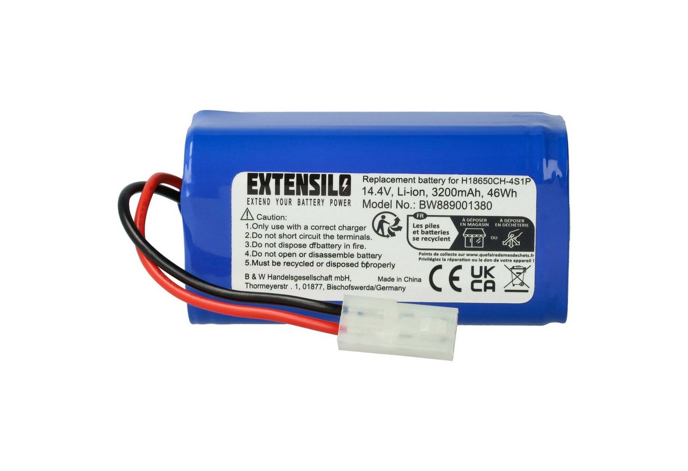 Extensilo kompatibel mit Flyco FC9601, FC9602 Staubsauger-Akku Li-Ion 3200 mAh (14,4 V) von Extensilo