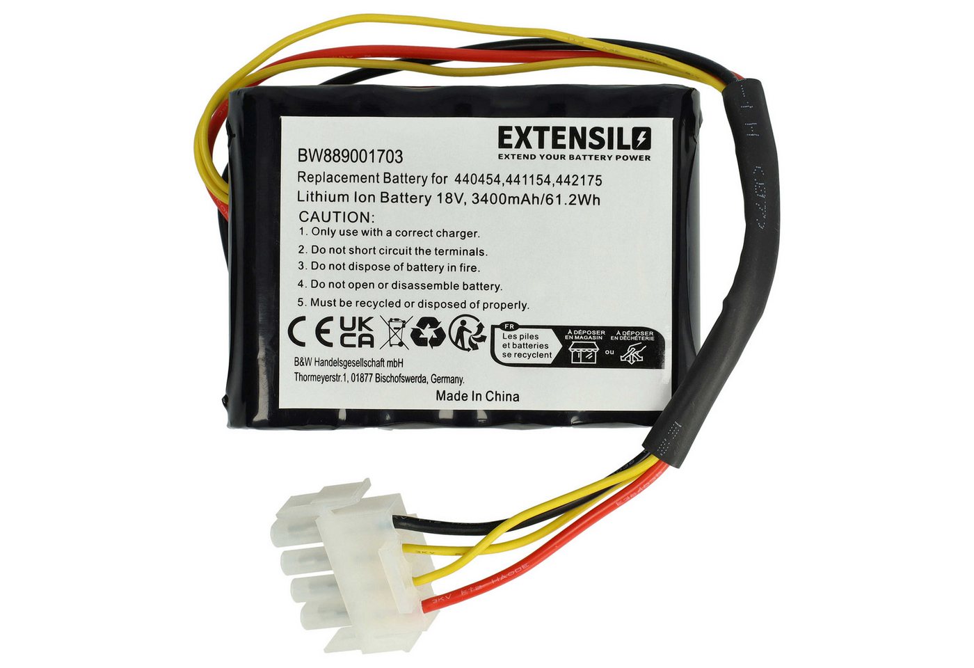 Extensilo passend für AL-KO Solo Robolinho 1000, 700, 700E, 1100 Rasenmäher Akku Li-Ion 3400 mAh von Extensilo