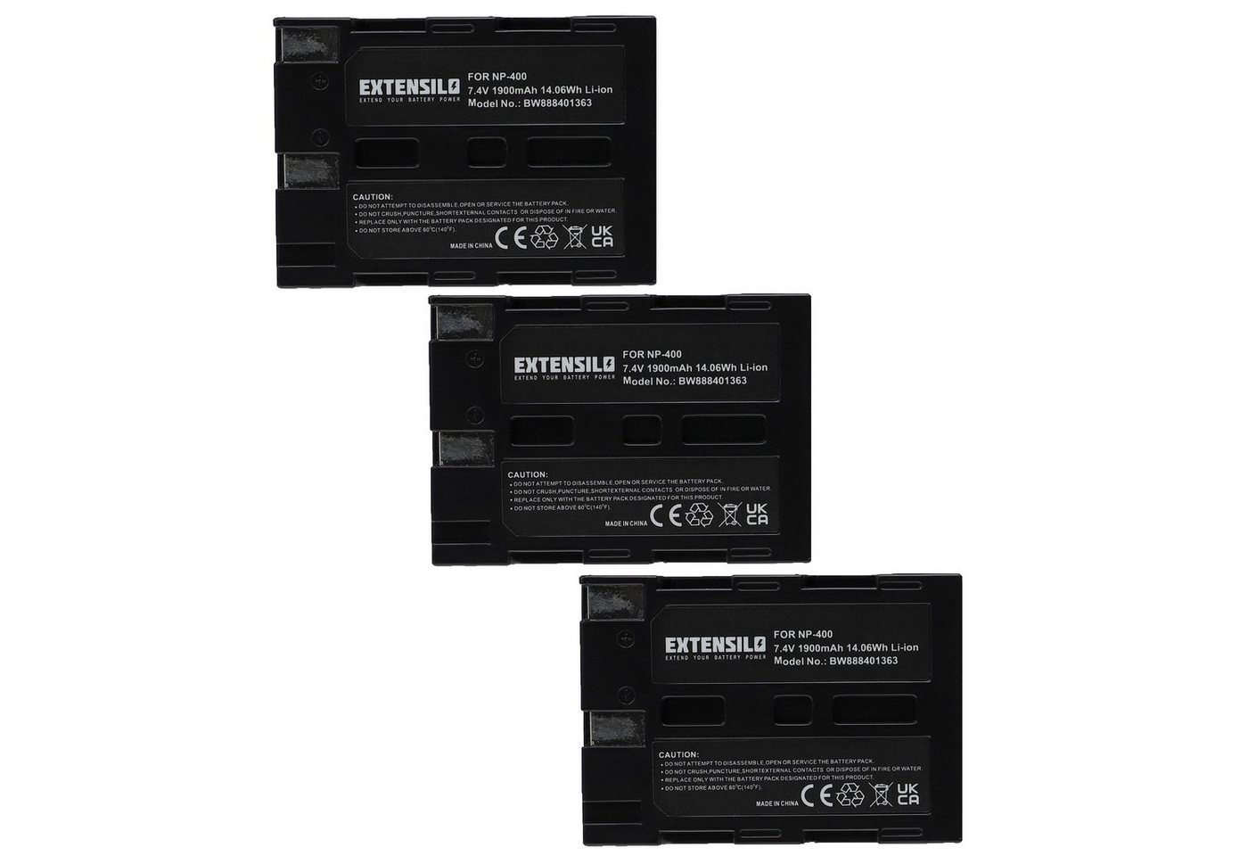 Extensilo passend für Minolta Dimage A2, A1 Digitalkamera / Kamera (1900 mAh, Kamera-Akku Li-Ion 1900 mAh von Extensilo