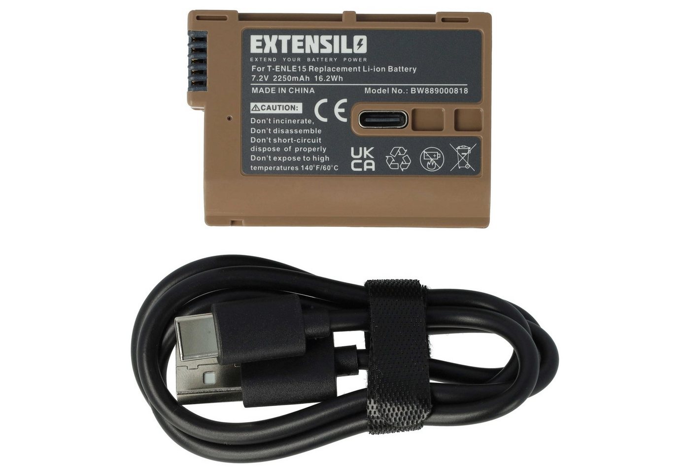 Extensilo kompatibel mit Nikon Batteriegriff MB-D12, MB-D11, MB-D15, MB-D18, Kamera-Akku Li-Ion 2250 mAh (7,2 V) von Extensilo