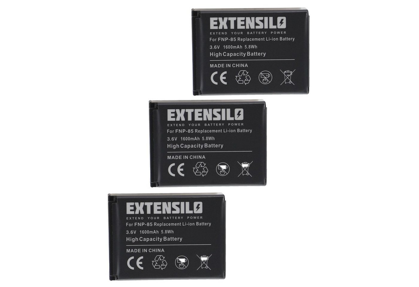 Extensilo kompatibel mit Ordro HDV-D370, HDV-D325 Kamera-Akku Li-Ion 1600 mAh (3,6 V) von Extensilo