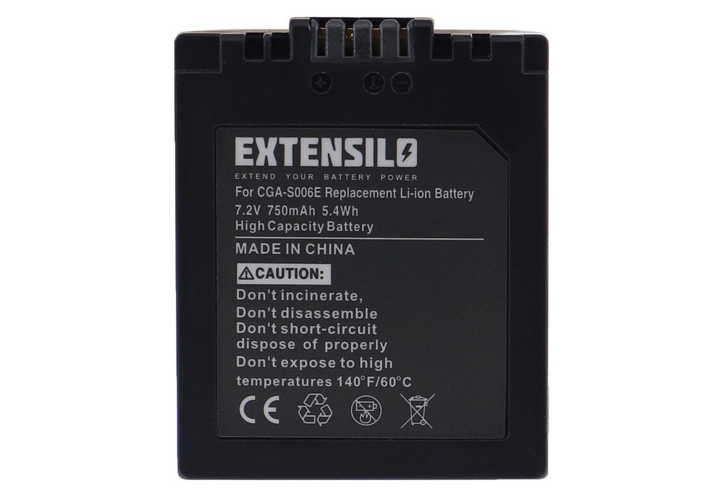 Extensilo passend für Panasonic Lumix DMC-FZ8 Kamera (750 mAh, 7,2 V, Li-Ion) Kamera-Akku Li-Ion 750 mAh von Extensilo