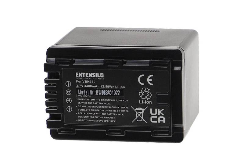 Extensilo passend für Panasonic SDR-T55, SDR-T50K Kamera / Camcorder Analog / Kamera-Akku Li-Ion 3400 mAh von Extensilo
