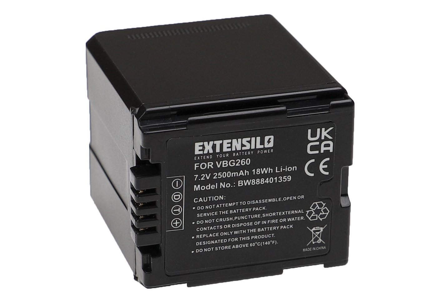 Extensilo kompatibel mit Panasonic SDR-H80, VDR-D160, SDR-H50, VDR-D220, Kamera-Akku Li-Ion 2500 mAh (7,2 V) von Extensilo