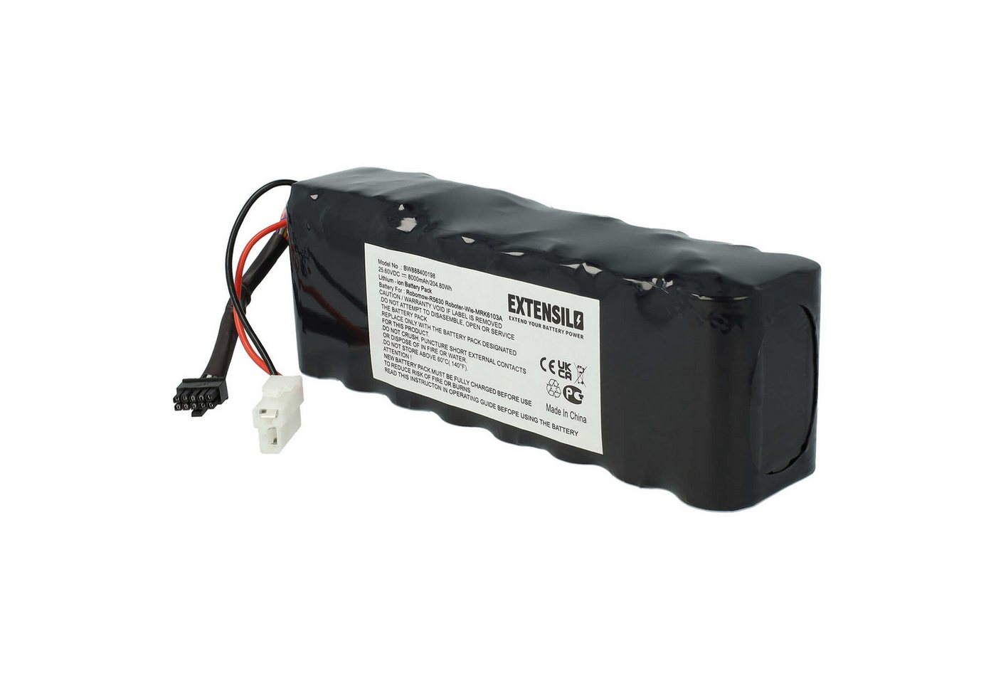 Extensilo kompatibel mit Robomow RS 630, TS, TS 1800, TS1800, XR3, RS625 Pro Akku Li-Ion 8000 mAh (25,6 V) von Extensilo