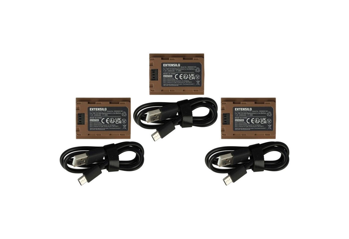Extensilo passend für Sony Alpha 7R IVA, 7R IIIA, 7 IV, 1, 7C, 6600, 6700, 7R Kamera-Akku Li-Ion 2400 mAh von Extensilo