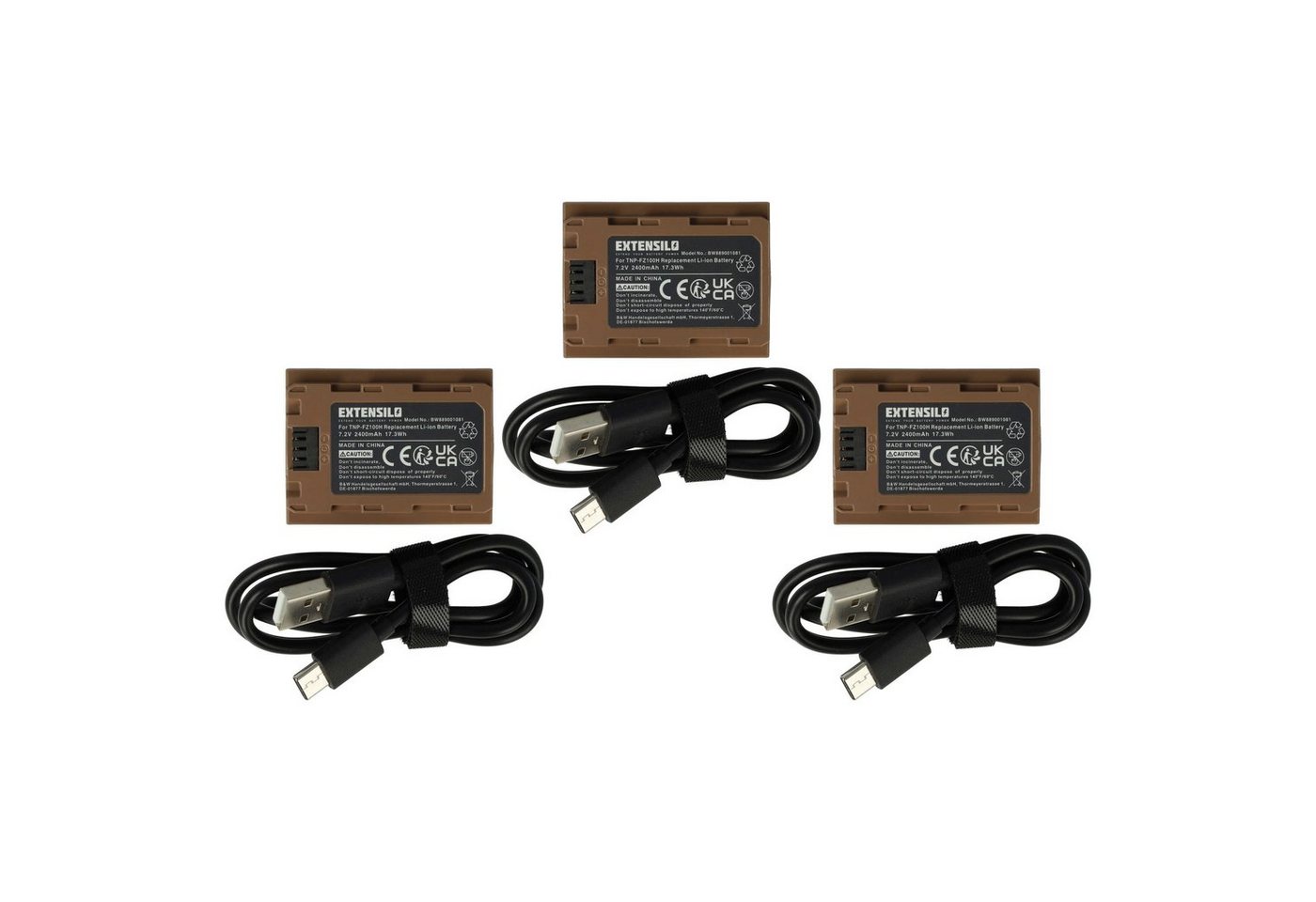 Extensilo passend für Sony Alpha ILCE-7RM4, ILCE-9M2, ILCE-9, ILCE-7SM3 Kamera Kamera-Akku Li-Ion 2400 mAh von Extensilo