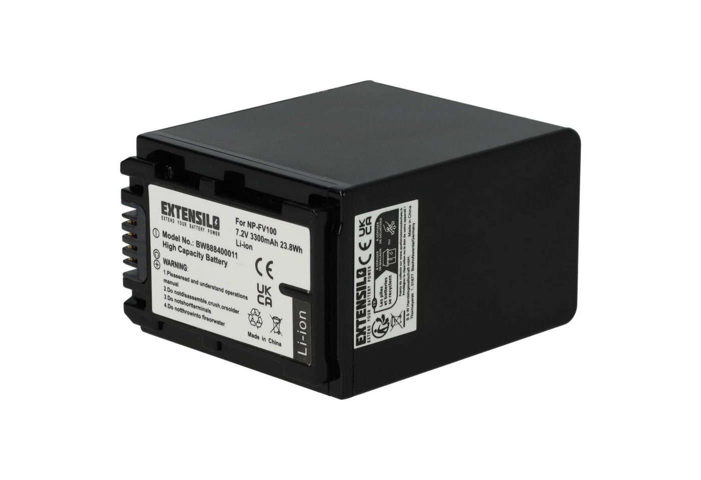 Extensilo passend für Sony FDR-AX33, FDR-AX53E, FDR-AX100E, FDR-AX43, DSLR-A330, Kamera-Akku Li-Ion 3300 mAh von Extensilo