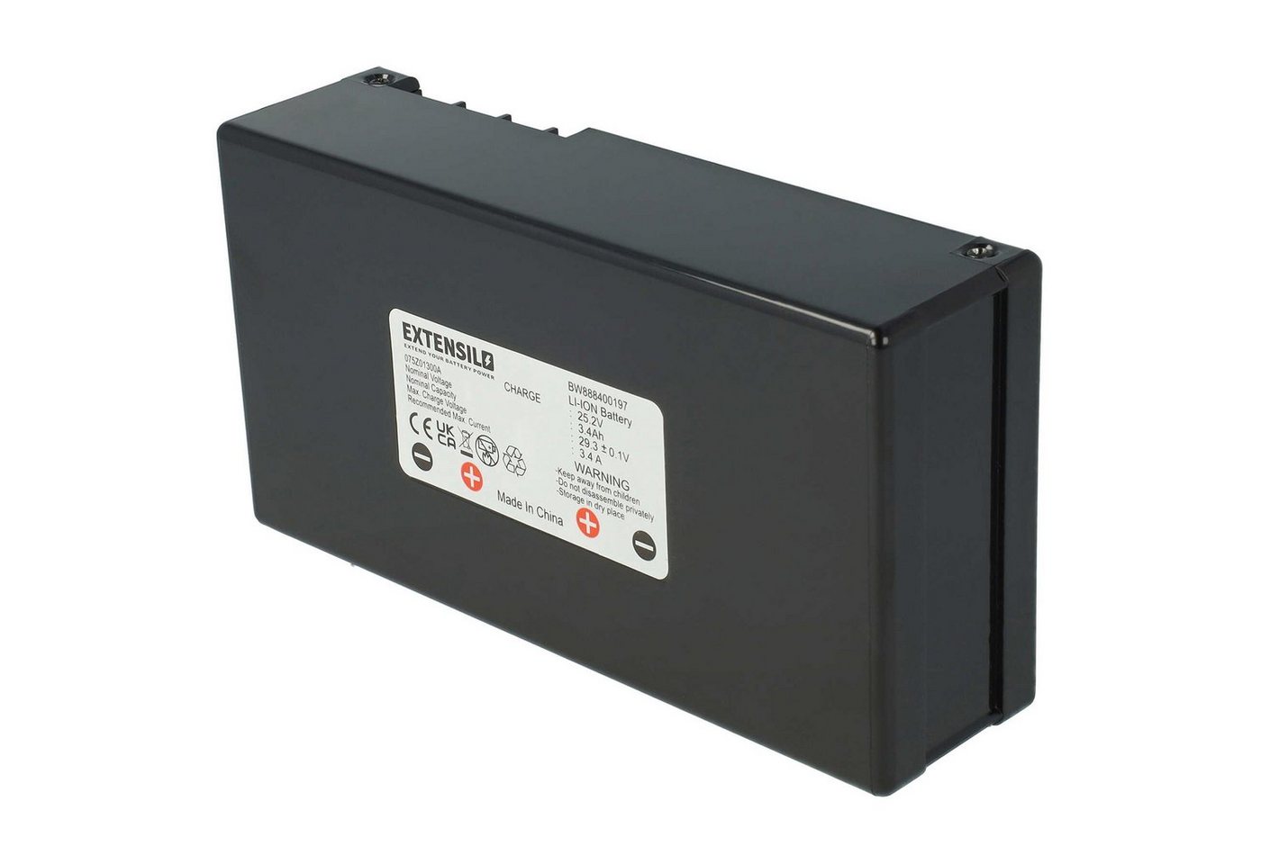 Extensilo Ersatz für Zucchetti 075Z61700A, 075Z01300A für Rasenmäher (3400 mAh, Akku Li-Ion 3400 mAh von Extensilo