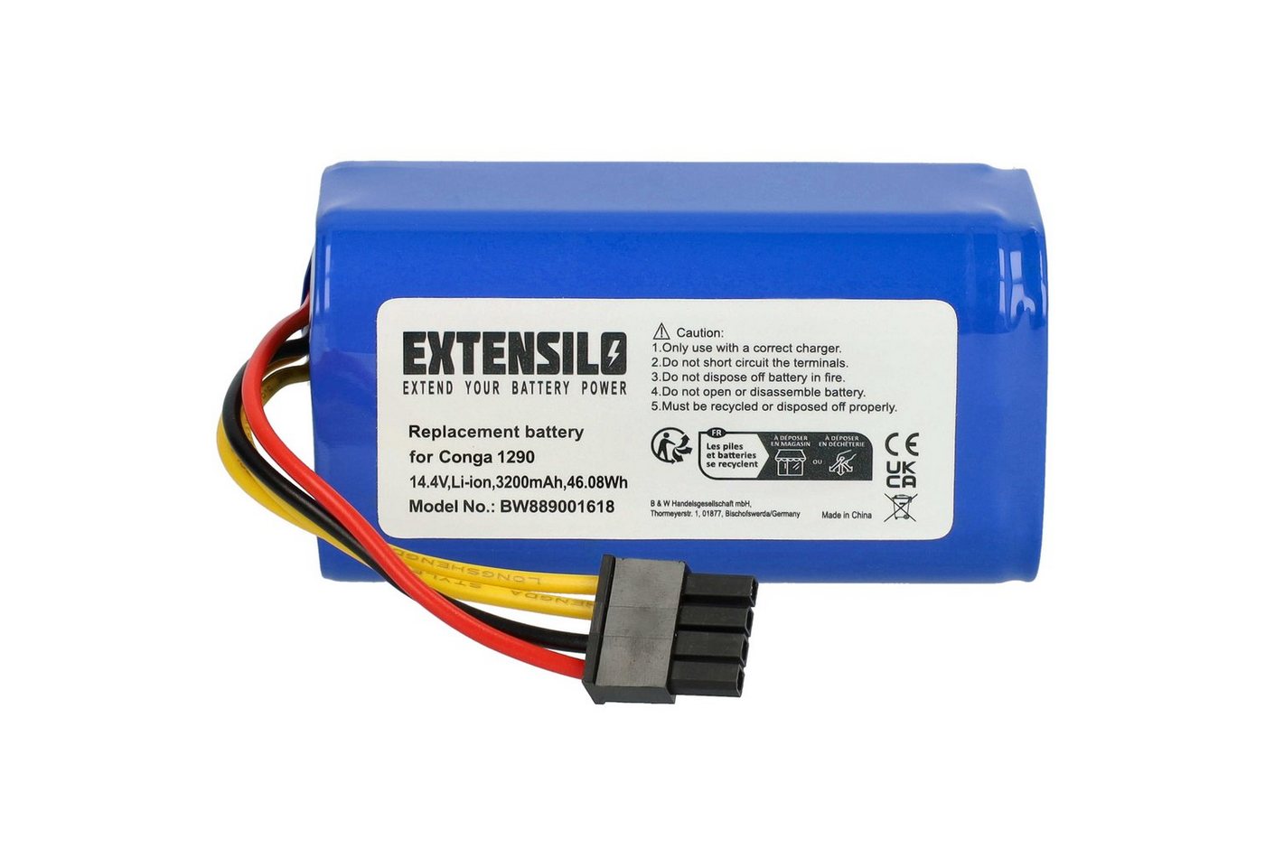 Extensilo kompatibel mit Symbo Laserbot 650 Staubsauger-Akku Li-Ion 3200 mAh (14,4 V) von Extensilo