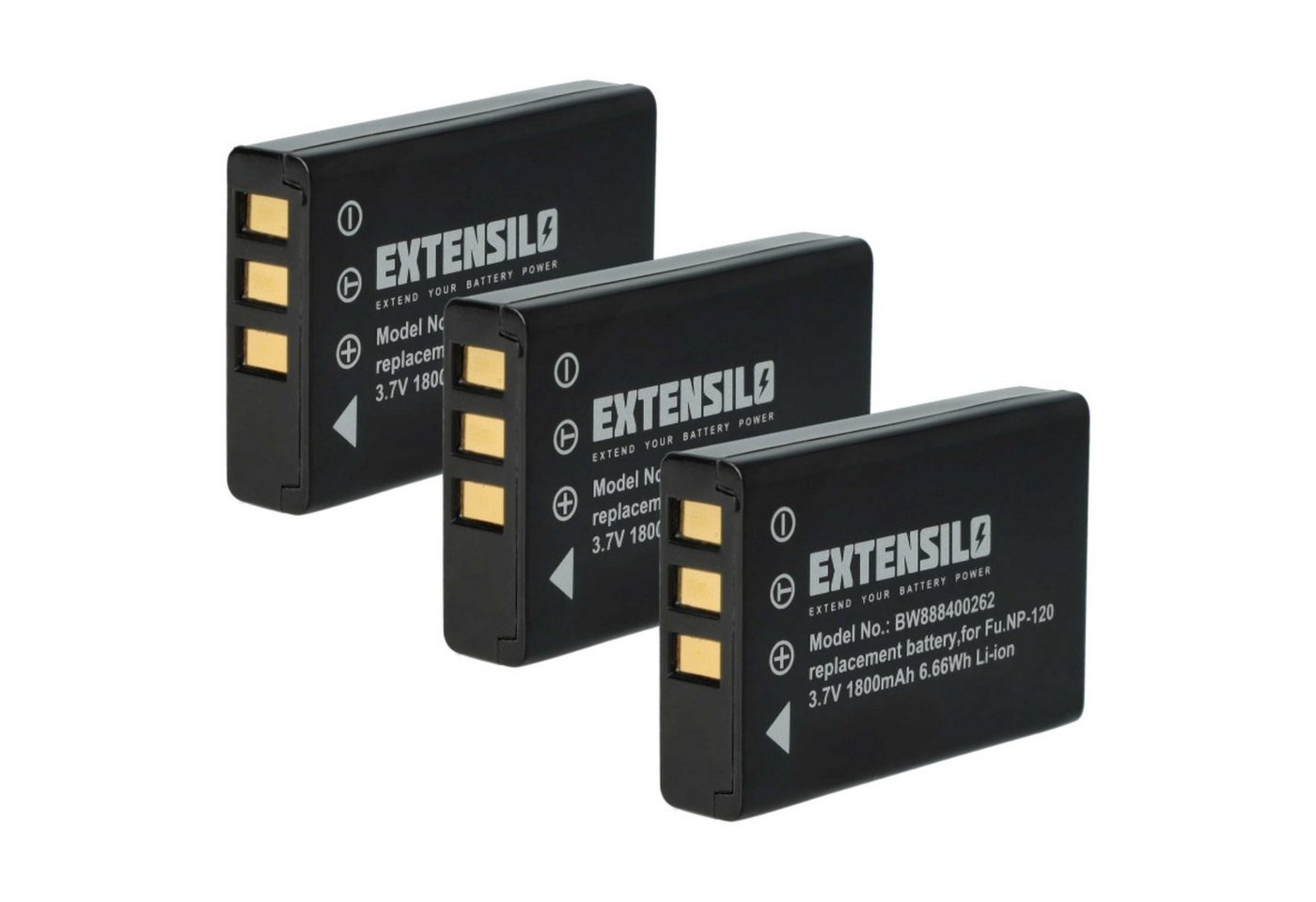 Extensilo kompatibel mit Vivikai HDV-8800, HDC-8800, HD-D10II, HD-C3 Kamera-Akku Li-Ion 1800 mAh (3,7 V) von Extensilo