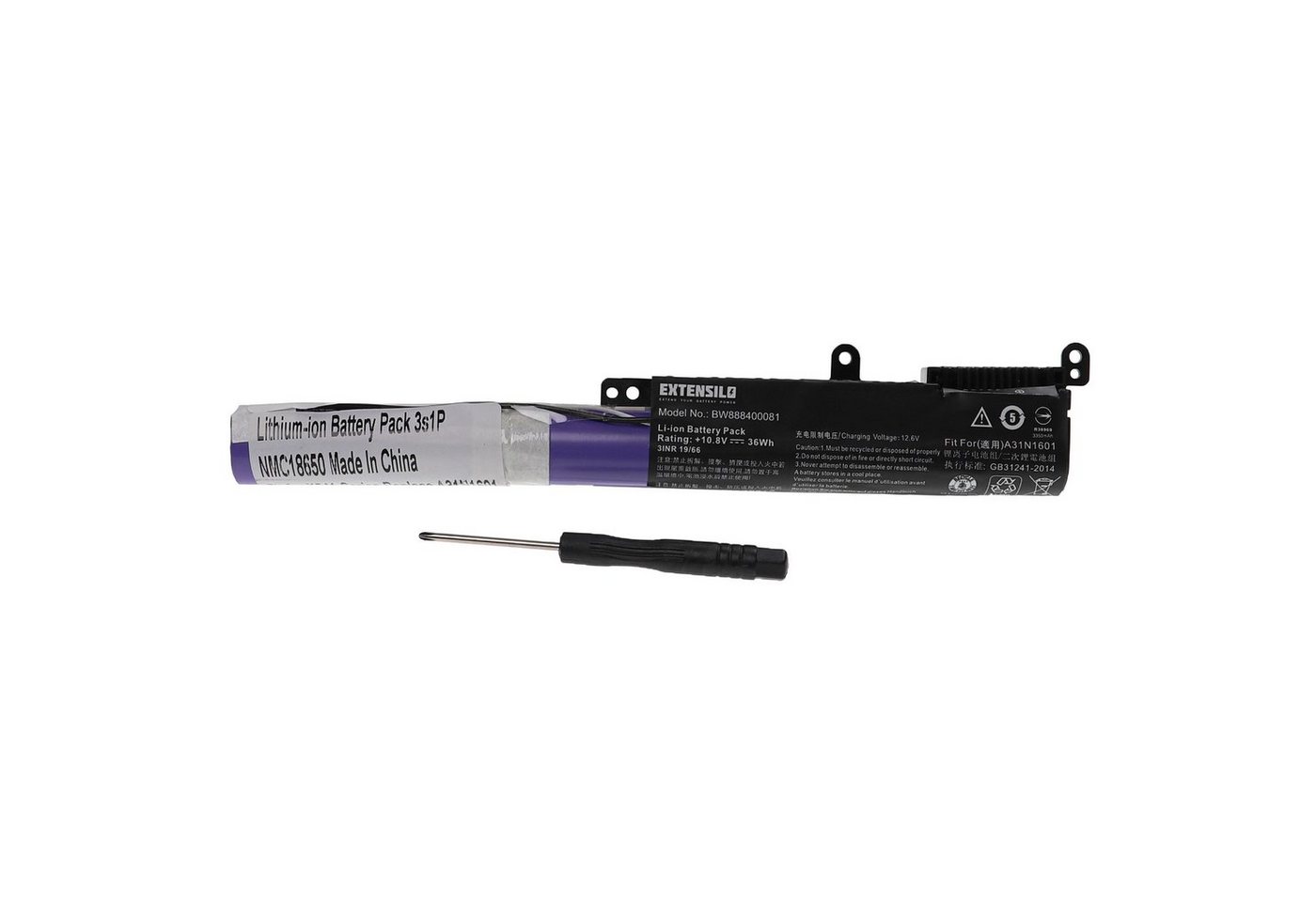 Extensilo passend für Asus VivoBook R541UA-DM1941T, R541UA-DM985T, Laptop-Akku 2500 mAh von Extensilo