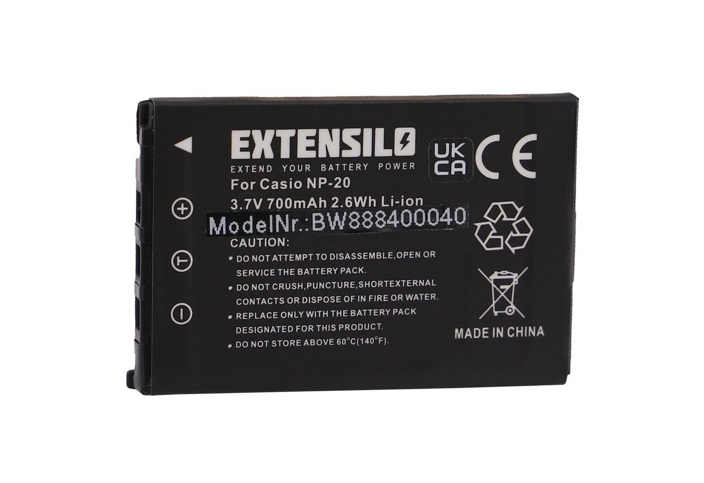 Extensilo passend für Casio Exilim EX-Z65, EX-Z3, EX-Z70, EX-Z75, EX-Z18, Kamera-Akku Li-Ion 700 mAh von Extensilo