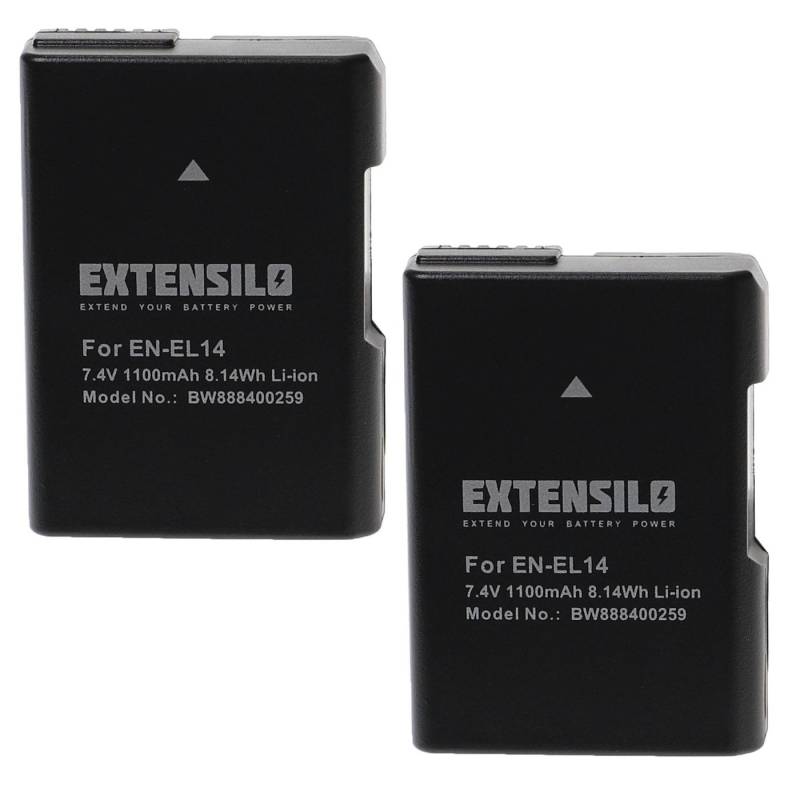 Extensilo passend für Nikon D3100, D3200, D3300, D5100, D5200, D3100 DSLR, D3200 Kamera-Akku 1100 mAh von Extensilo