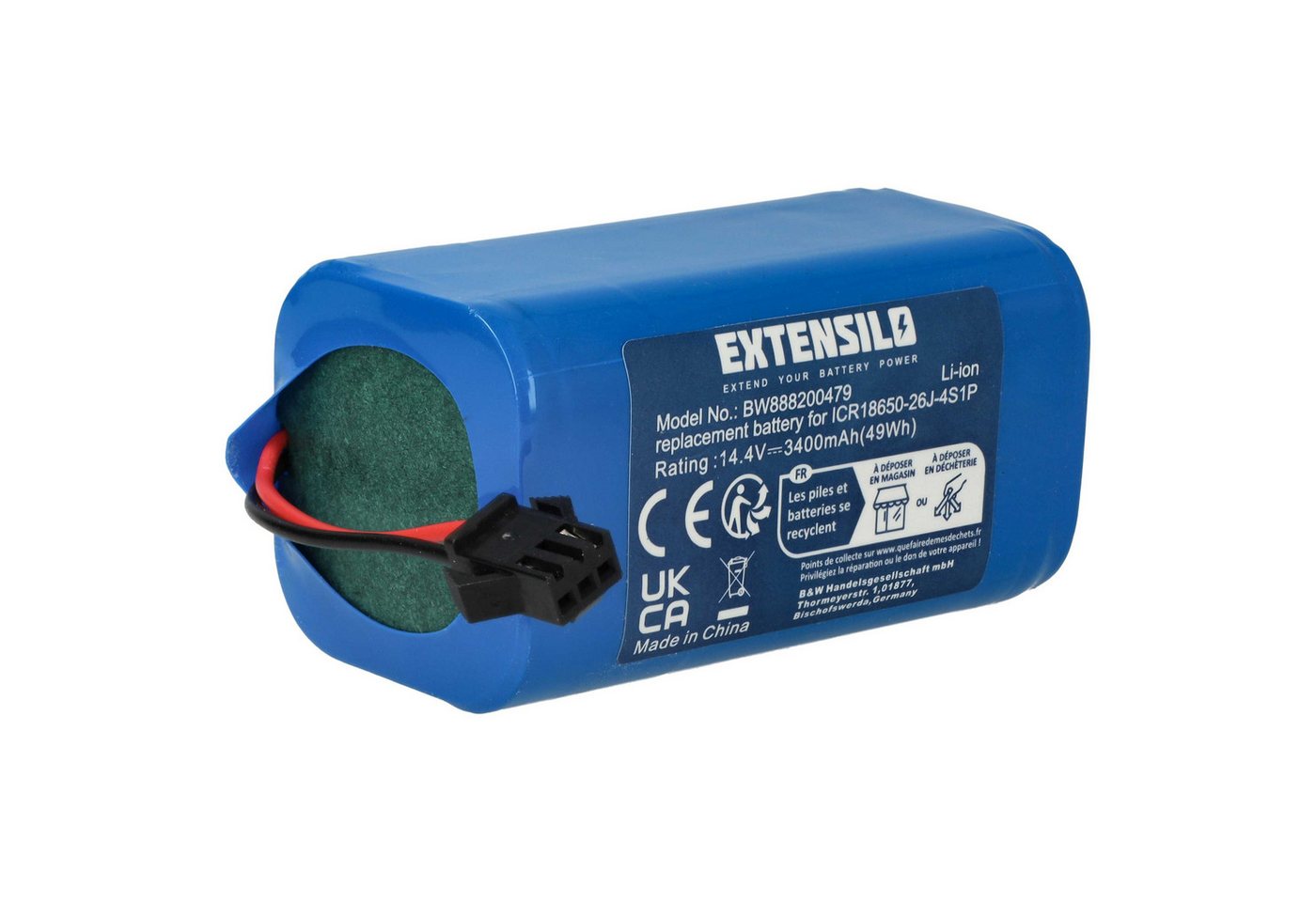 Extensilo passend für Liectroux X5S Saugroboter (3400 mAh, 14,4 V, Li-Ion) Staubsauger-Akku Li-Ion 3400 mAh von Extensilo