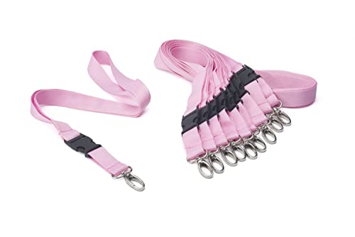 Halskette für Badge-Halter, Schlüsselanhänger, Visitenkarte, Studentenkarte, Buskarte. Packung mit 10 Stück, 5 Farben erhältlich (Pink) von Extiff