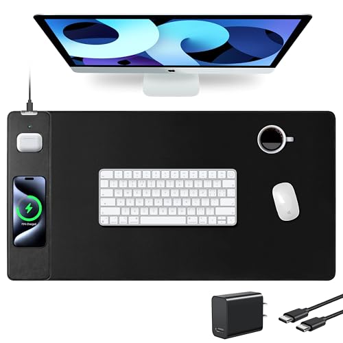 Mauspad mit kabellosem Laden, Gaming-Mauspad mit ultraglatter Oberfläche, große XXL-Schreibtischmatte, rutschfeste, wasserdichte Computertastatur-Pad, 800 x 400 x 4 mm, inklusive 20 W PD-Netzadapter von ExtreLife